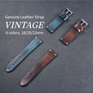 【100%-New】 Vintage Calf Genuine Watch Strap 18mm 20mm 22mm Watch Accessories Wrist Watch Band Replacement Bracelet 20/22 Watch -waxed First Layer Cowhide