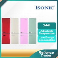iSONIC 244L DOUBLE DOOR VINTAGE REFRIGERATOR IDR-BCD261LH (CREAMY WHITE / LIGHT GREEN / RED / PINK)