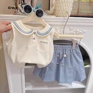 [Grace] (Ready Stock) Girls Two-Piece Suit 2025 New Style Vest+Preppy Style Culottes Suit GR3324 #
