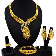 24K Dubai Gold jewelry Set European American African Popular jewelry Earrings Four-Piece Set