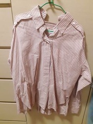 JUCY JUDY 紅白啡條紋長款裇衫 shirt