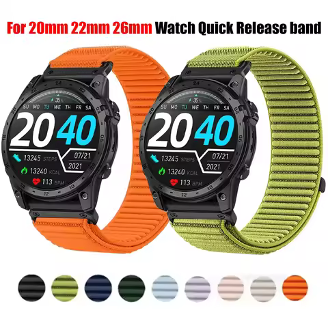 26 22 20mm Quick-release Nylon Strap for Garmin Fenix 8/Tactix 8/Quatix 8 Wristband Garmin Instinct