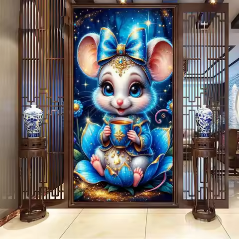 Fullcang Cartoon Mouse Big Size Diy Diamond Painting Kits Animals Full Square Round Drill Mosaic Emb