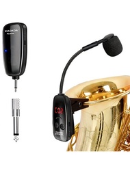 1 件超高頻無線樂器麥克風薩克斯風接收器和發射器,適用於小號、單簧管、大提琴