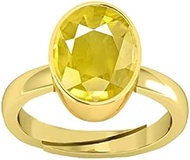8.00 Ratti Yellow Sapphire Pukhraj Gemstone Ring for Men and Women Lab Certified-B0BH151J, Small, Ge