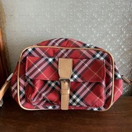 Burberry classic vintage blue label red crossbody bag經典中古復古絕版格仔格紋斜孭袋手袋相機包藍標#673