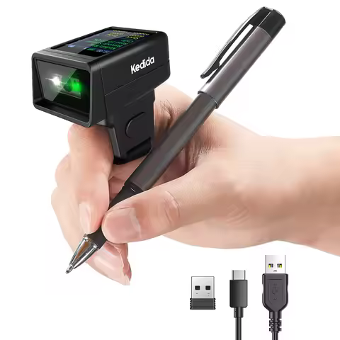 2D Wireless Ring Barcode Scanner with Display Screen 1D 2D QR Bluetooth Barcode Reader Portable Wear