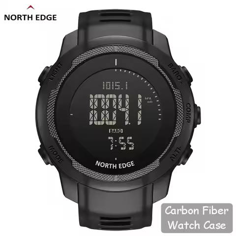 NORTH EDGE VERTICO Men's Digital Watch Carbon Fiber Case For Man Sports Running Swimming WR50M Watch