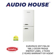 EUROPACE ER7178A-IW 168L 2 DOOR FRIDGE ENERGY LABEL: 2 TICKS 2 YEARS WARRANTY BY AGENT