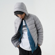 [ERSS] Men's Down Down Jacket Lightweight Down Jacket Hooded Jacket Warm Jacket Silver Gray [K10197]