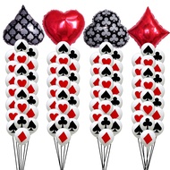 [Hot Sale] 44pcs/lot Casino Theme Decor Foil Balloon Poker Latex Balloon Set Las Vegas Casino Adult 21th 30th 40th Birthday Parti Supplies