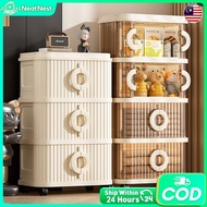 L38cm Foldable Storage Cabinet Cosmetic Storage Box Stackable Clothes Storage With Rollers