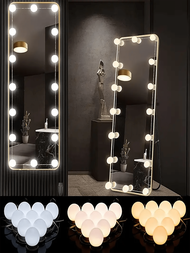 1入組led化妝鏡燈,3種燈光模式,梳妝鏡燈,可旋轉球狀燈泡,可作房間照明和化妝裝飾