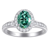 1.5ct 6x8MM Green Pink Moissanite Ring Women Passed Diamond Test 100% S925 Sterling Silver Ring Jewe