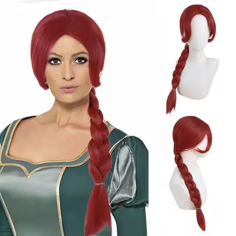 Anime Long Braided Reddish Brown Heat Resistant Synthetic Hair Costume Wig for Fiona Cosplay Adult F