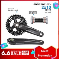 SHIMANO DEORE FC M4100 CRANKSET 170มม.175มม.36T-26T 2X10ความเร็วMTBจักรยานช่วงกว้าง