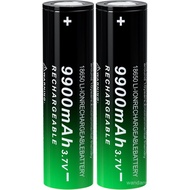 18650 Rechargeable Battery 9900mAh 3.7Volt Flat Top 2 Pack 18650 Batteries for Headlamps Flashlights