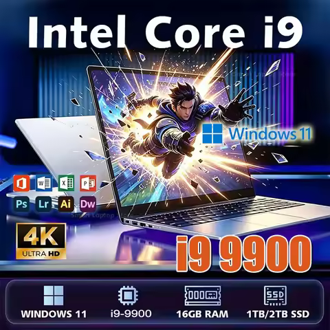 2026 14.1" Portable Windows 11 Laptop Intel Core i9-9900 Computer 4K Screen 16GB RAM 1TB 2TB SSD Gam