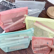 1/3Pcs Triangular Mesh Cosmetic Bag - Mini Coin Bag - Zipper Storage Pouch - Foldable, Washable - Li