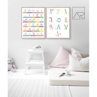 Nursery poster Alif Ba Ta,  Arabic number, Hijaiyah, Islamic kids early education