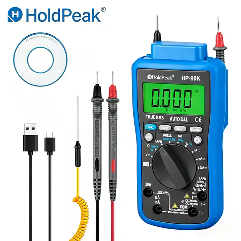 HoldPeak Automotive Multimeter 6000 Count True RMS CAT IV USB Dwell Pulse Width Factory Calibrated f