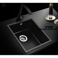 Export Quartz Stone Single Sink Sink Granite Kitchen Sink Vegetable Wash Basin Sink Square Genuine