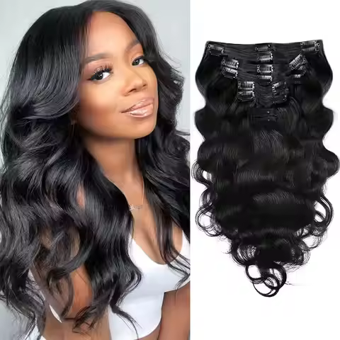 Body Wave 8Pcs Clip In Human Hair Extensions With 20 Clips Brazilian 120g Virgin Hair Clip Ins Human