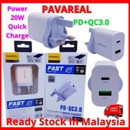 Pavareal WC-77 20W PD + QC 3.0 Quick Charge Adapter,Fast Efficient Charging Adapter,USB Charger Plug