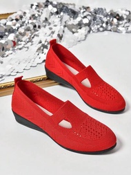 Zapatos de mujer planos con suela gruesa roja, cómodos y versátiles, adecuados para el trabajo y aumentar la estatura