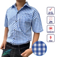 Áo sơ mi bé trai tay ngắn thời trang sọc caro nhỏ dễ phối đồ với kaki quần sọt CNX01 - áo sơ mi cho 