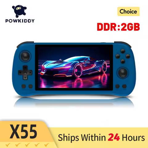 POWKIDDY X55 5.5 INCH 1280*720 IPS Screen RK3566 Handheld Game Console Open-Source Retro Console Chi