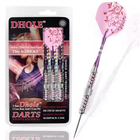 CUESOUL 23 Grams Steel Tip dart Set Steel Tip Darts With Pink Aluminum Shaft & Flight