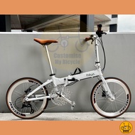 Fnhon Blast 22” • 9 Speeds Shimano Sora • Litepro Aero Wheelset • Folding Foldable Foldie Fold Bicycle Bike • 451 tyres • 20” inches Retro Snow White • Crius Velocity Master Gust Tornado Dahon Tern Bifold • Customise My Bicycle •