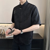 Design Sense Short-Sleeved Shirt Men 0 Years Fashion Casual All-Match Ruffian Handsome Niche Men's S