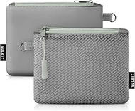 Small Zip Wallet 2 Packs Coin Pouch Mini Travel Bag Multifunctional Pouch Change Holder, 2 Pack-Grey