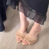 Heel Slippers Not Tired fashion Slippers Slippers cod Elegant Furry Furry Character Outer Wear High 