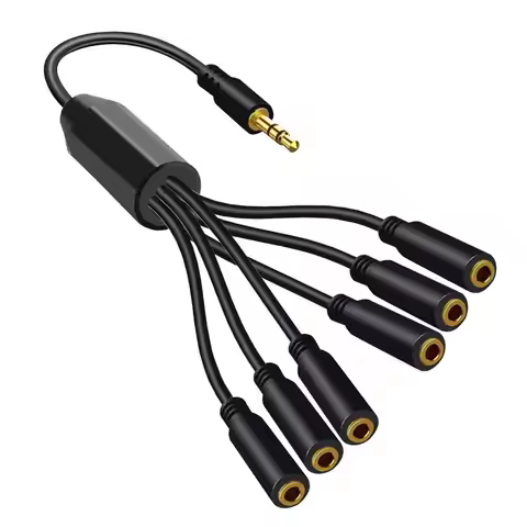 3.5mm Headset Splitter Cable Stereo 30cm Audio Jack Extender 1 To 6/5/4/3 Port Male to Female AUX Ad