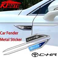 2pcs/Set Toyota CHR Car Fender Metal Sticker Exterior Decorative Right Left Decals Modification C-HR GR Sport TRD Accessories