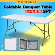 5FT Foldable Banquet Table Camping Folding Table Catering Hall Event Buffet Table Outdoor Meja Lipat