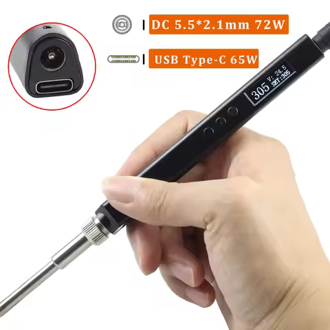 T12 Mini Digital OLED Soldering Iron USB Type-C PD 65W Adjustable Temperature Electric Welding Solde