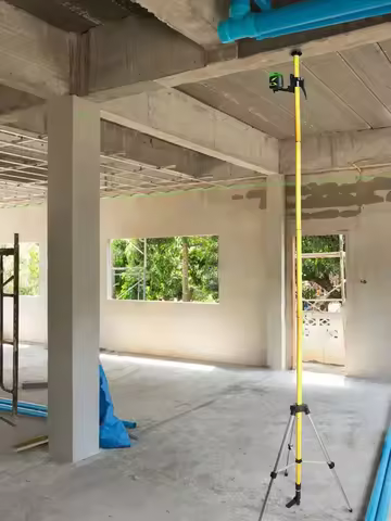 Huepar 12 Ft./3.7m Laser Tripod Telescoping Pole with 1/4-Inch by 20-Inch Laser Mount for Rotary Inc