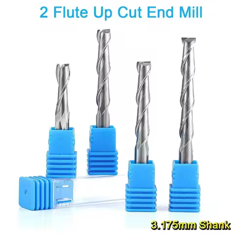 2 Flute Wood End Mill 1/8"(3.175mm) Shank 2.0-3.175mm CNC Router Bit Up Cut HRC45 Carbide Spiral Cut