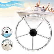 พวงมาลัยเรือ สเตนเลส 13.5inch Boat Steering Wheel Stainless Steel Marine Steering 5 Spoke 25 Degree