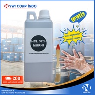 ( MURNI ) HCL 32% Asam Klorida 1 Liter  Untuk Pembersih Kerak Kamar Mandi / Penjernih Air Kolam Rena