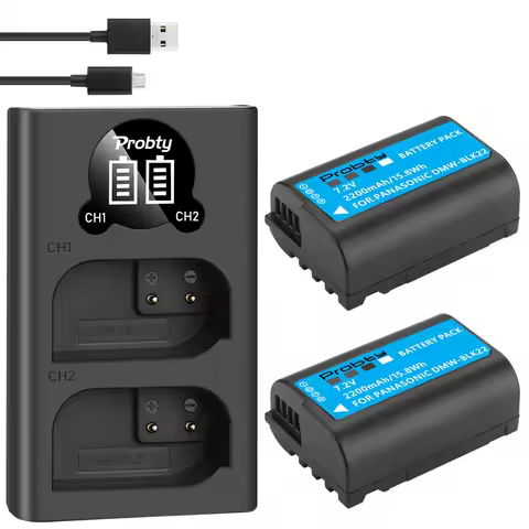 2200mAh DMW-BLK22 Battery& Dual Charger for Panasonic Lumix DC-S5 DC-S5 II DC-S5 IIX GH5 II GH6 S5II