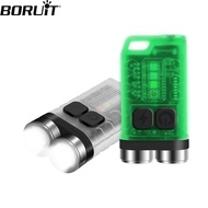 BORUiT V3 LED Keychain Portable Flashlight Work Light Type-C Rechargeable Mini Torch with Magnet UV 