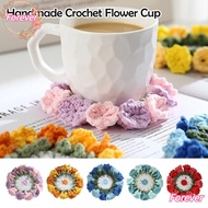 FOREVER Crochet Flower Coaster, Cup Accessories Home Decoration Succulent Plant Pot Coaster, Cute Book Painted Pattern Handmade Hand-Knit Cup Mat