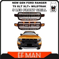 4WD 4X4 FORD RANGER T9 XLT RAPTOR WILDTRAK FRONT GRILL WITH 5 LED LAMP GRILLE DEPAN SALUNG LAMPU