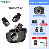 TNW X23M Wireless Microphone Ultra-Mini Mic Mikrofon HP Dengan AI Voice Changer Untuk Video Recordin
