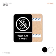 Take off shoes sign - black and white